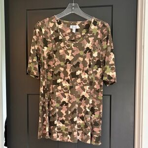 Denim&Co Camouflage Tunic Top - Green and Brown